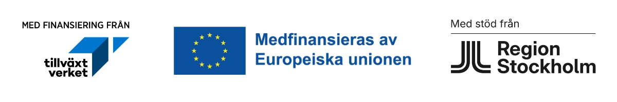 Finansiärer Tillväxtverket, Med stöd från Region Stockholm, Medfinansieras av Europeiska unionen